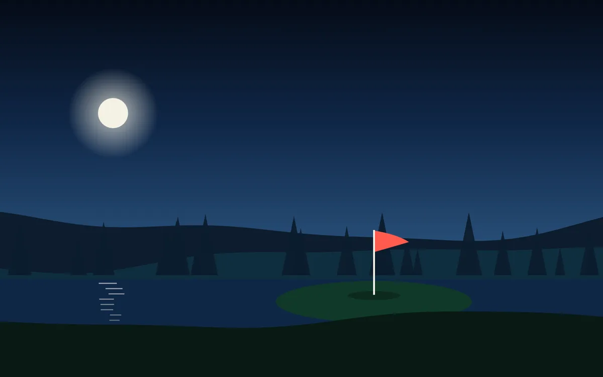 Blue Hour Island, original digital golf art